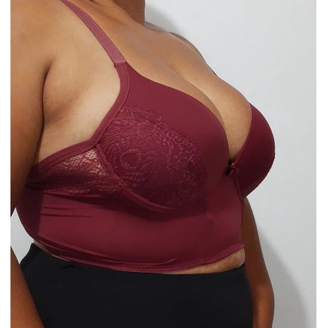 Sutiã Plus Size de Microfibra Carla Croped Plus com Renda e Paleta Frontal