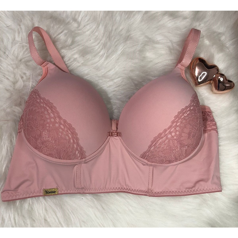 Sutiã Plus Size de Microfibra Carla Croped Plus com Renda e Paleta Frontal