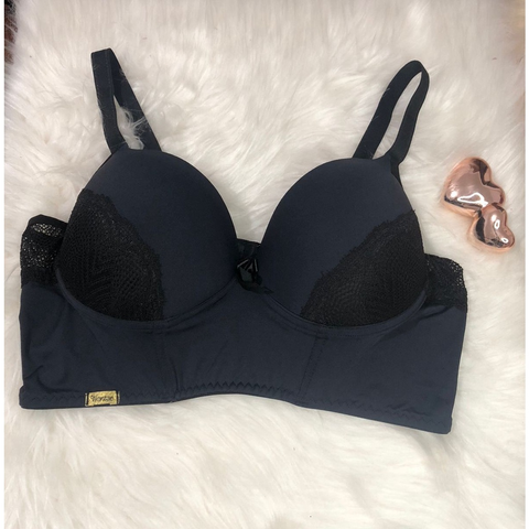 Sutiã Plus Size de Microfibra Carla Croped Plus com Renda e Paleta Frontal
