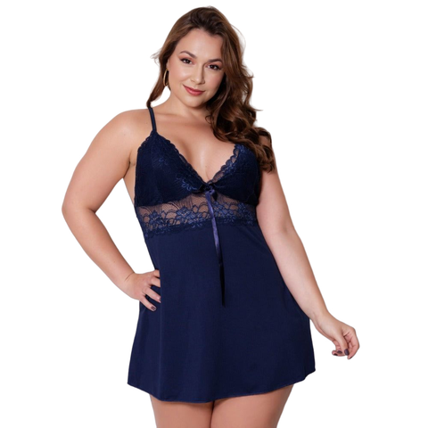 Camisola Plus Size Sensual Microfibra Com Renda Confortável Linha Noite Verão Pijama Roupa de Dormir