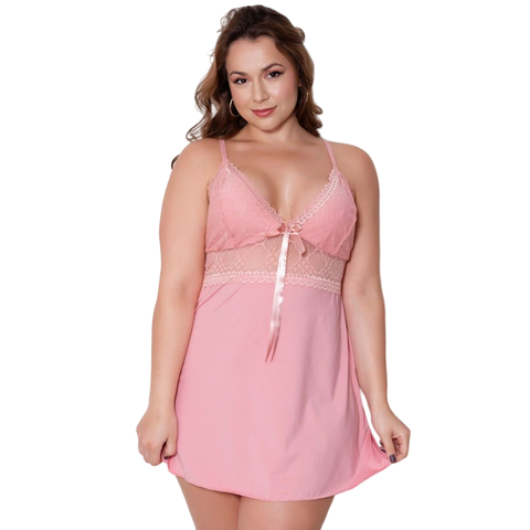 Camisola Plus Size Sensual Microfibra Com Renda Confortável Linha Noite Verão Pijama Roupa de Dormir