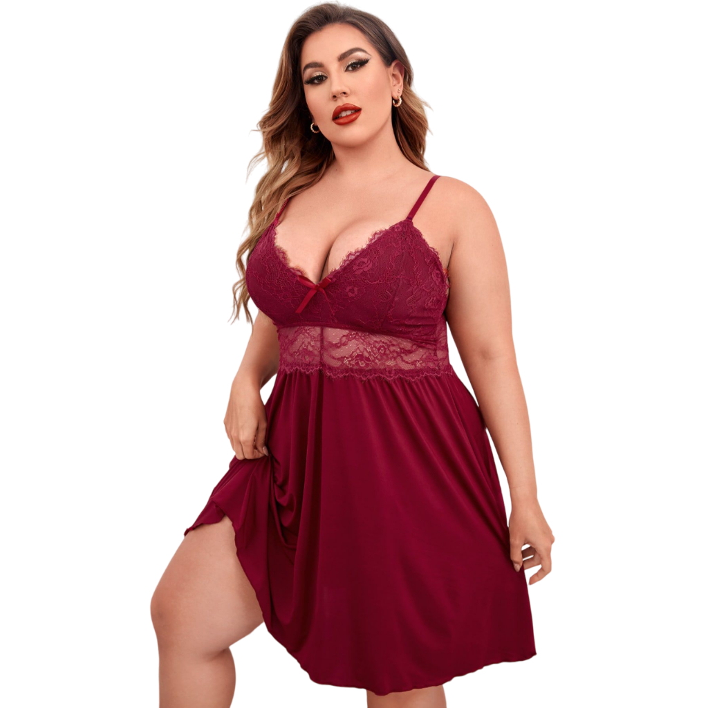 Camisola Plus Size Sensual Microfibra Com Renda Confortável Linha Noite Verão Pijama Roupa de Dormir