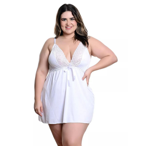 Camisola Plus Size Sensual Microfibra Com Renda Confortável Linha Noite Verão Pijama Roupa de Dormir