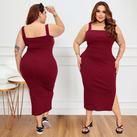 Vestido Feminino Longo Plus size do 46 ao 52 ribana canelado de algodão tendencia