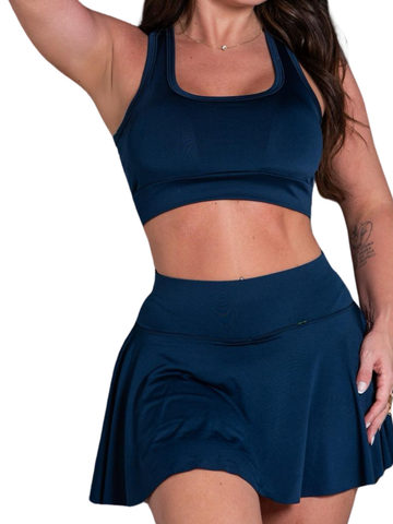 Conjunto short saia e top do slim ao plus size M ao G3 dança academia treino saia com short
