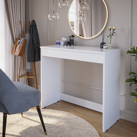 Penteadeira Escrivaninha com Espelho e Porta Joias Paris Branco Quarto Meninas - G4 Magazine