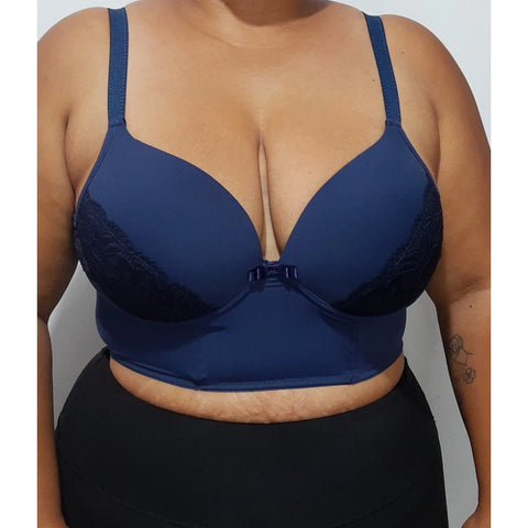 Sutiã Plus Size de Microfibra Carla Croped Plus com Renda e Paleta Frontal