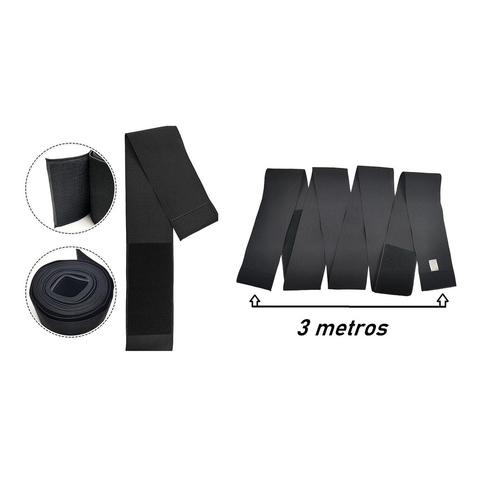 Cinta Modeladora INVISÍVEL Faixa Cintura Queima Gordura Preta Wrap Waist Trainer Tape