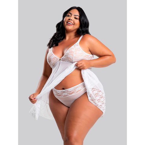 Camisola Feminina IMI Lingerie Sem Bojo Em Tule E Renda Com Calcinha Confortável Plus Size Aurora